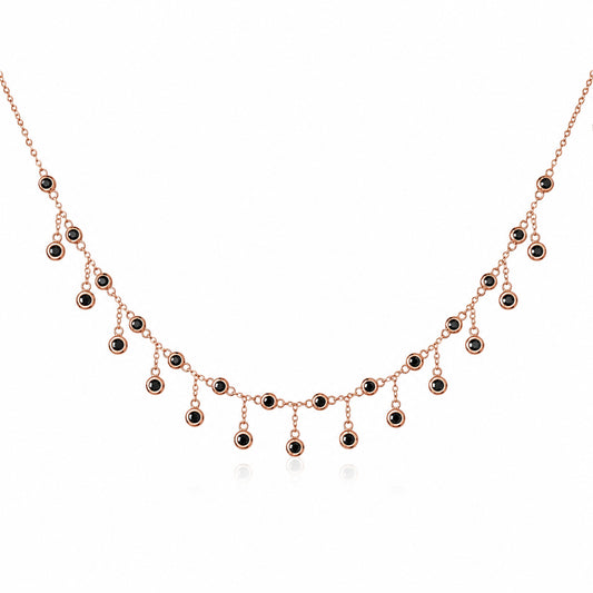 14K Gold Black Diamond Fringe Necklace