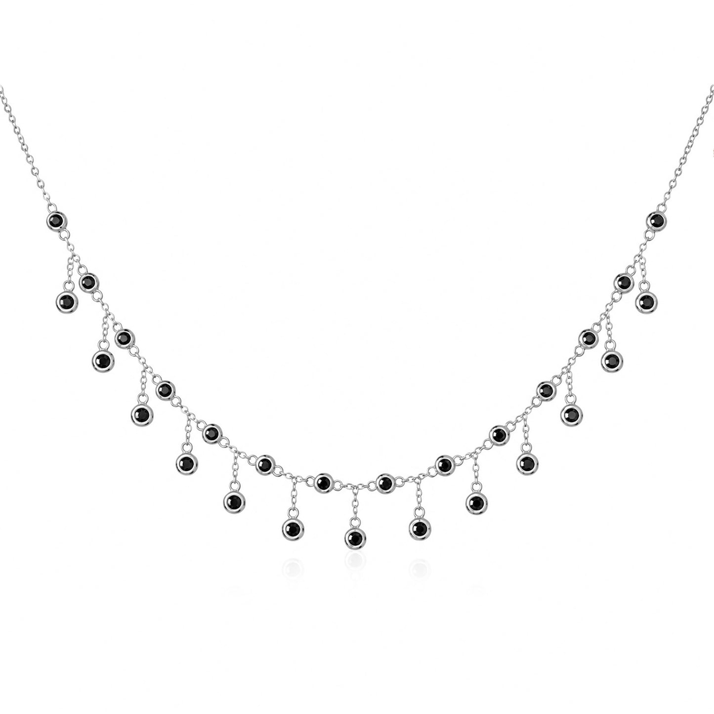 14K Gold Black Diamond Fringe Necklace