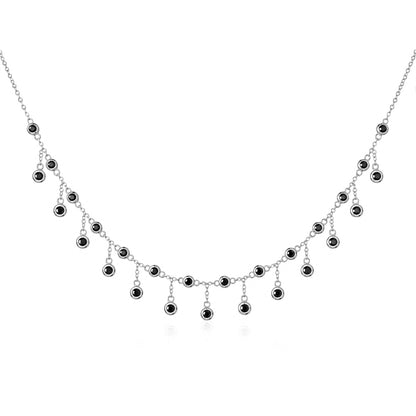 14K Gold Black Diamond Fringe Necklace