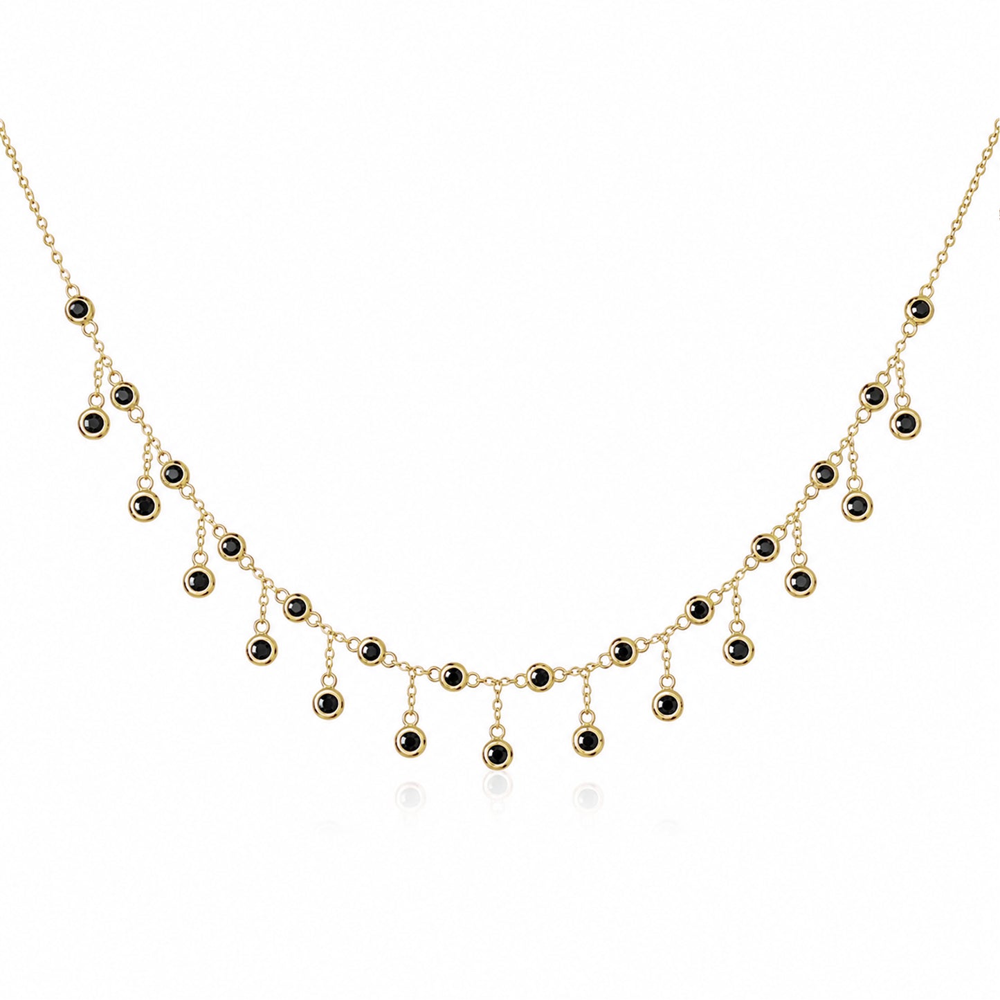 14K Gold Black Diamond Fringe Necklace