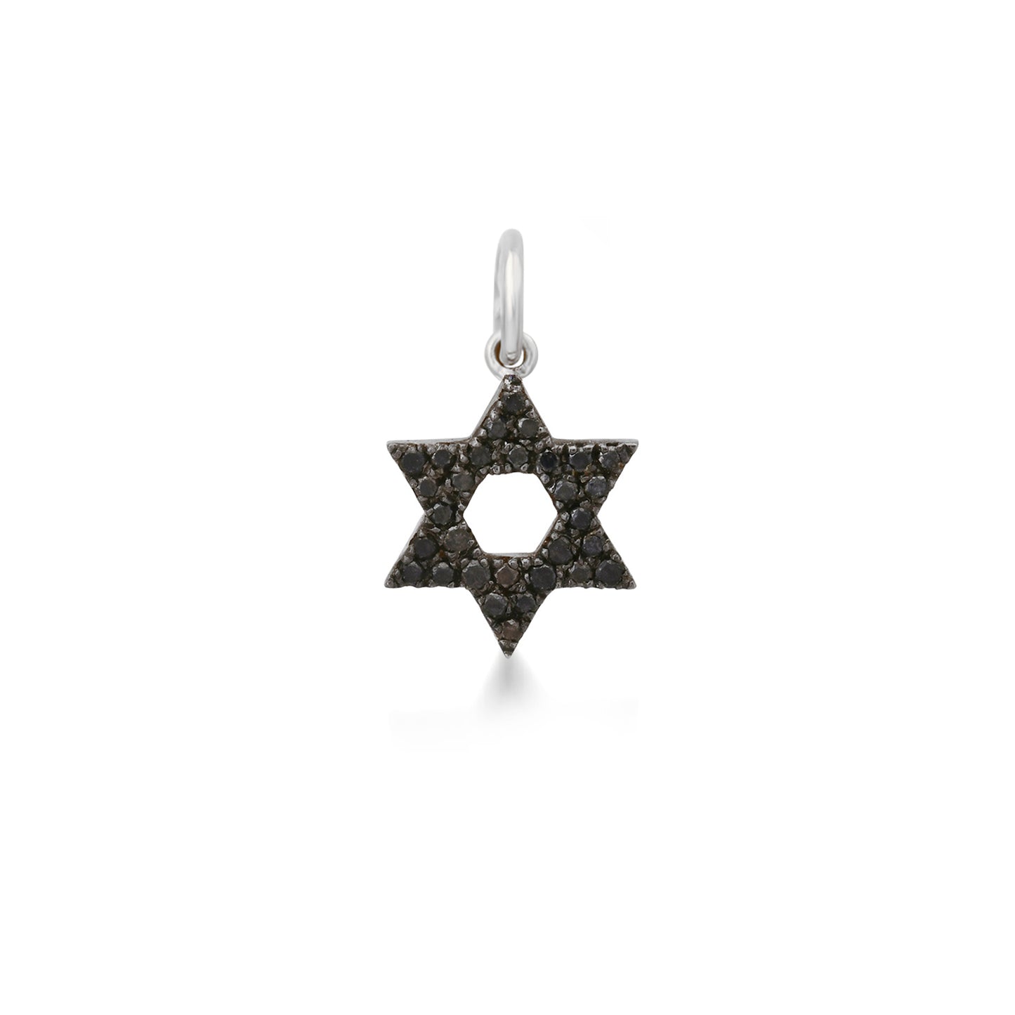 14K Gold Black Diamond Star of David Charm Pendant, XS Size