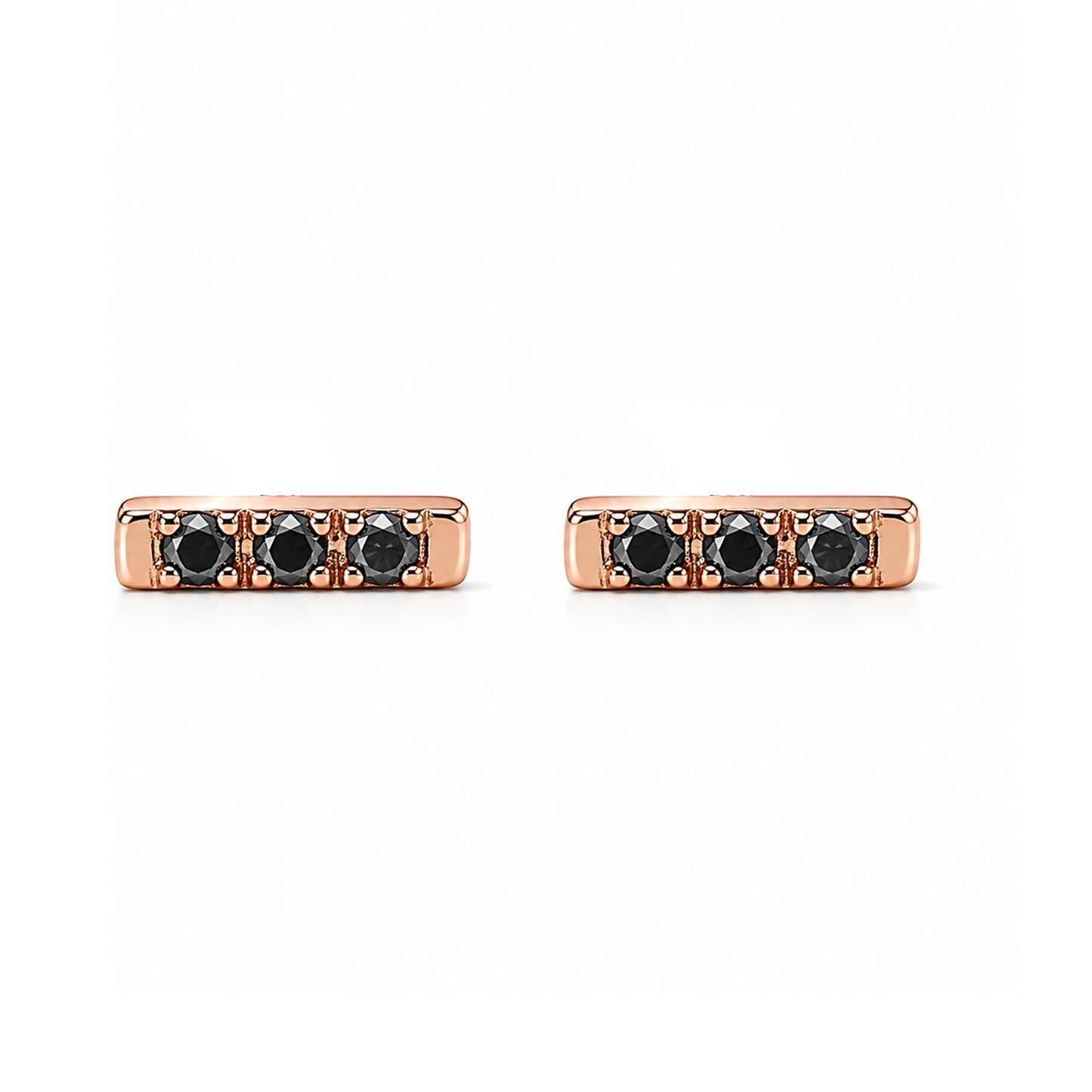 14K Gold XS Pavé Black Diamond Bar Stud Earrings