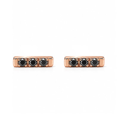 14K Gold XS Pavé Black Diamond Bar Stud Earrings