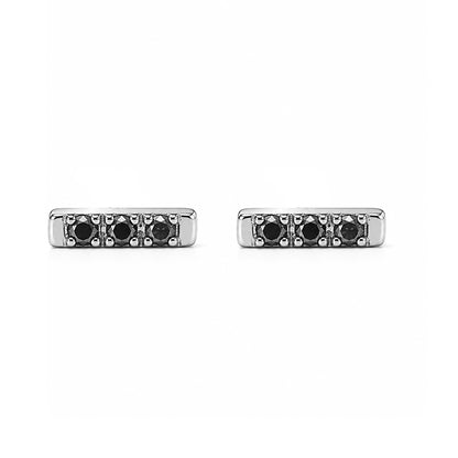 14K Gold XS Pavé Black Diamond Bar Stud Earrings
