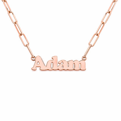 14K Gold Mini Nameplate Pendant Necklace ~ Block Font