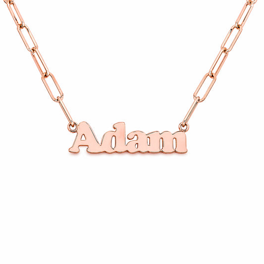14K Gold Mini Nameplate Pendant Necklace ~ Block Font