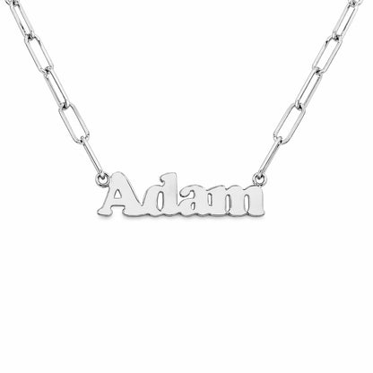 14K Gold Mini Nameplate Pendant Necklace ~ Block Font