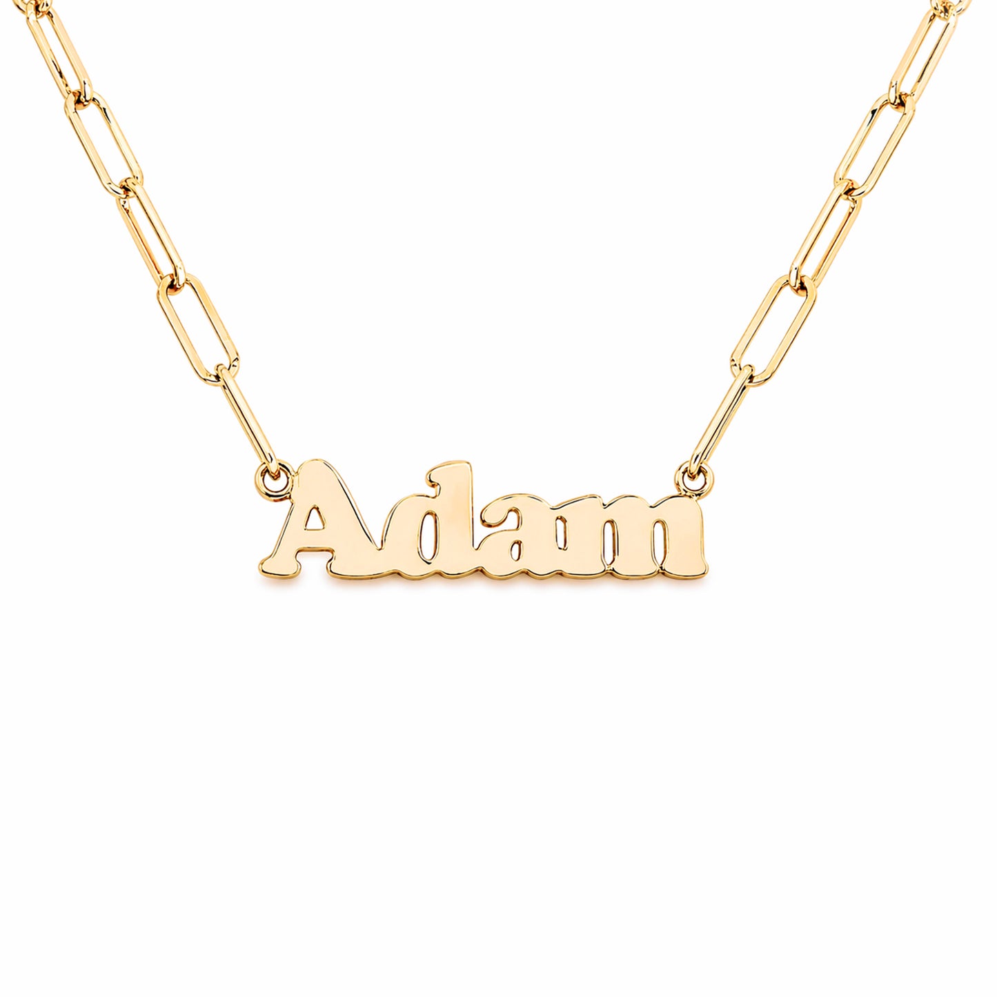 14K Gold Mini Nameplate Pendant Necklace ~ Block Font