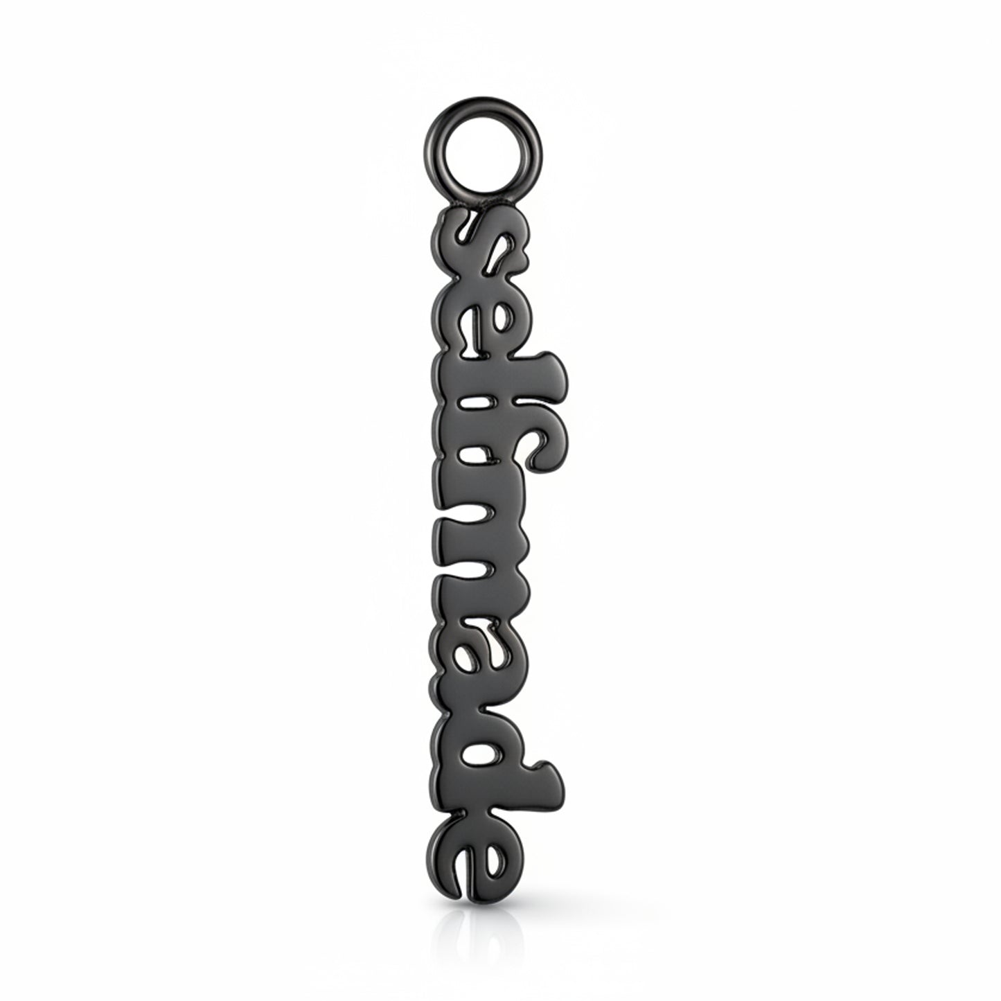 14K Gold Nameplate Earring Hoop Charm, Block Font