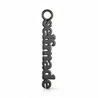 14K Gold Nameplate Earring Hoop Charm, Block Font