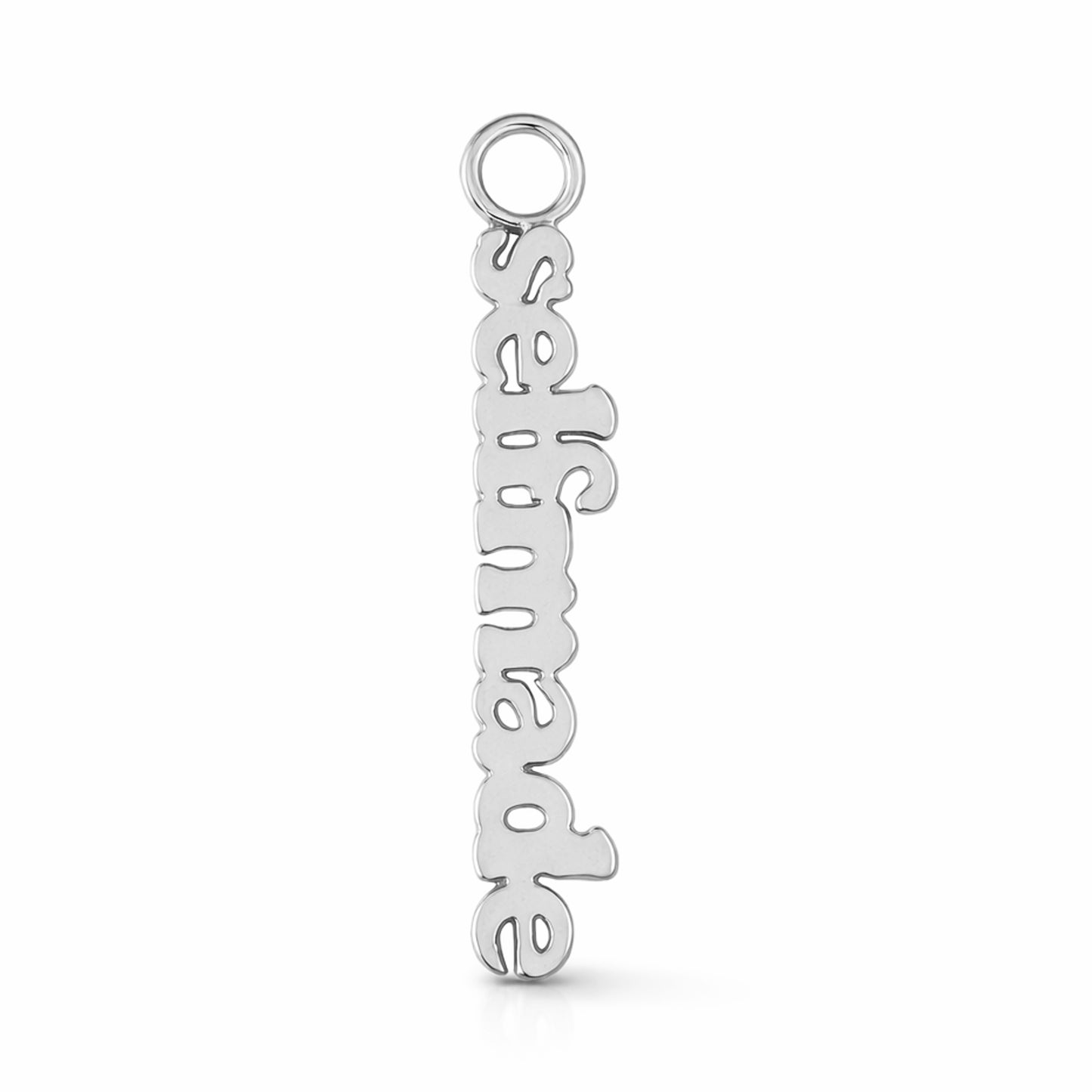 14K Gold Nameplate Earring Hoop Charm, Block Font