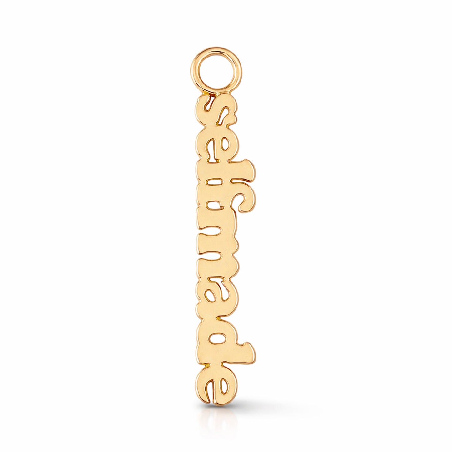 14K Gold Nameplate Earring Hoop Charm, Block Font