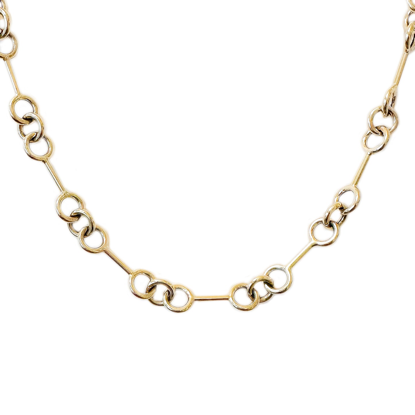 14K Gold 3 to 1 Mixed Wire Link Chain Necklace