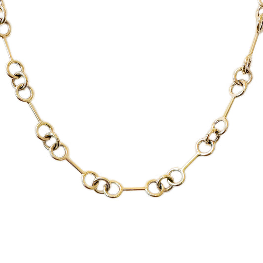 14K Gold 3 to 1 Mixed Wire Link Chain Necklace