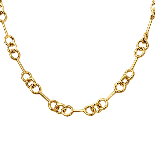 14K Gold 3 to 1 Mixed Wire Link Chain Necklace