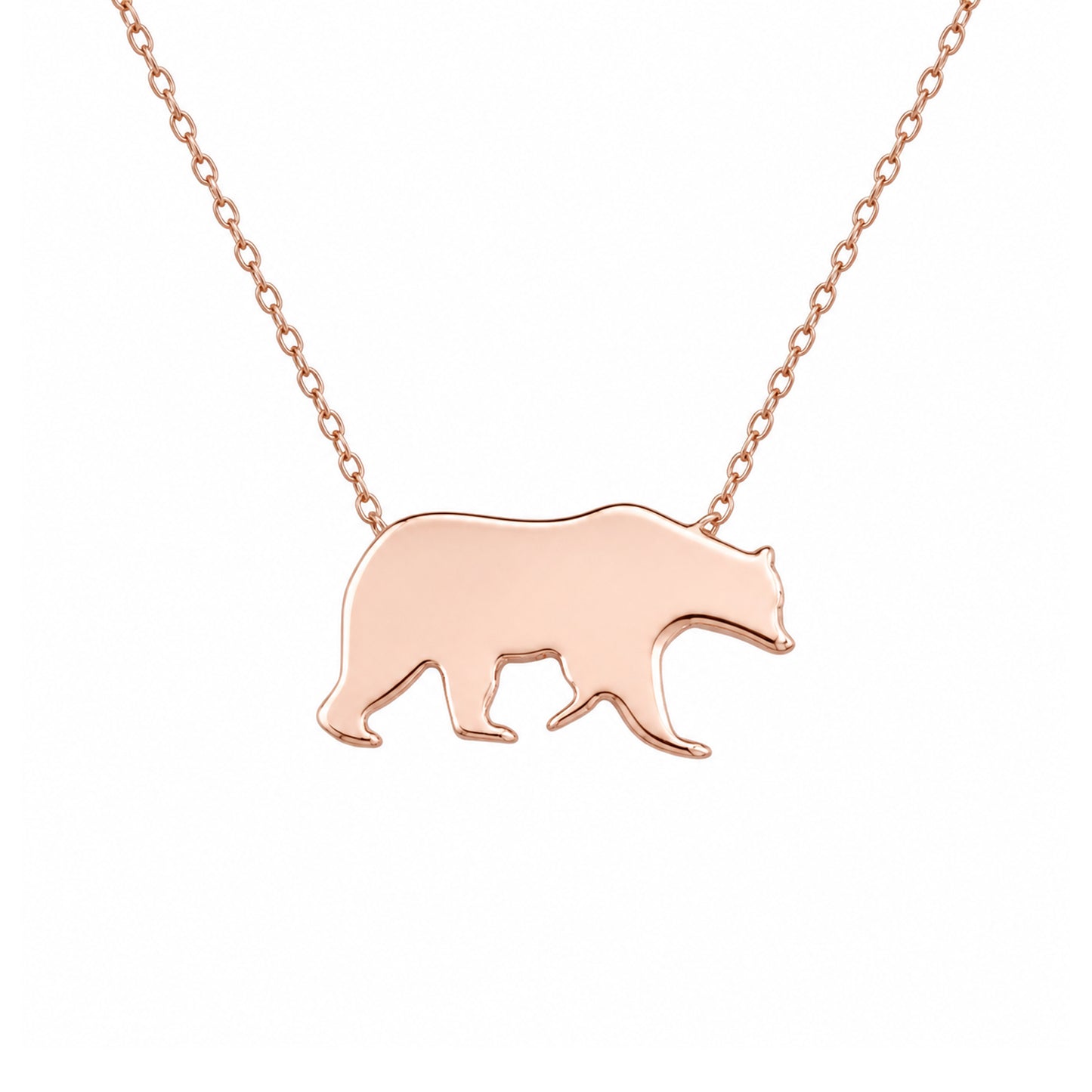 14K Gold Bruin Bear Charm Necklace (Engravable)