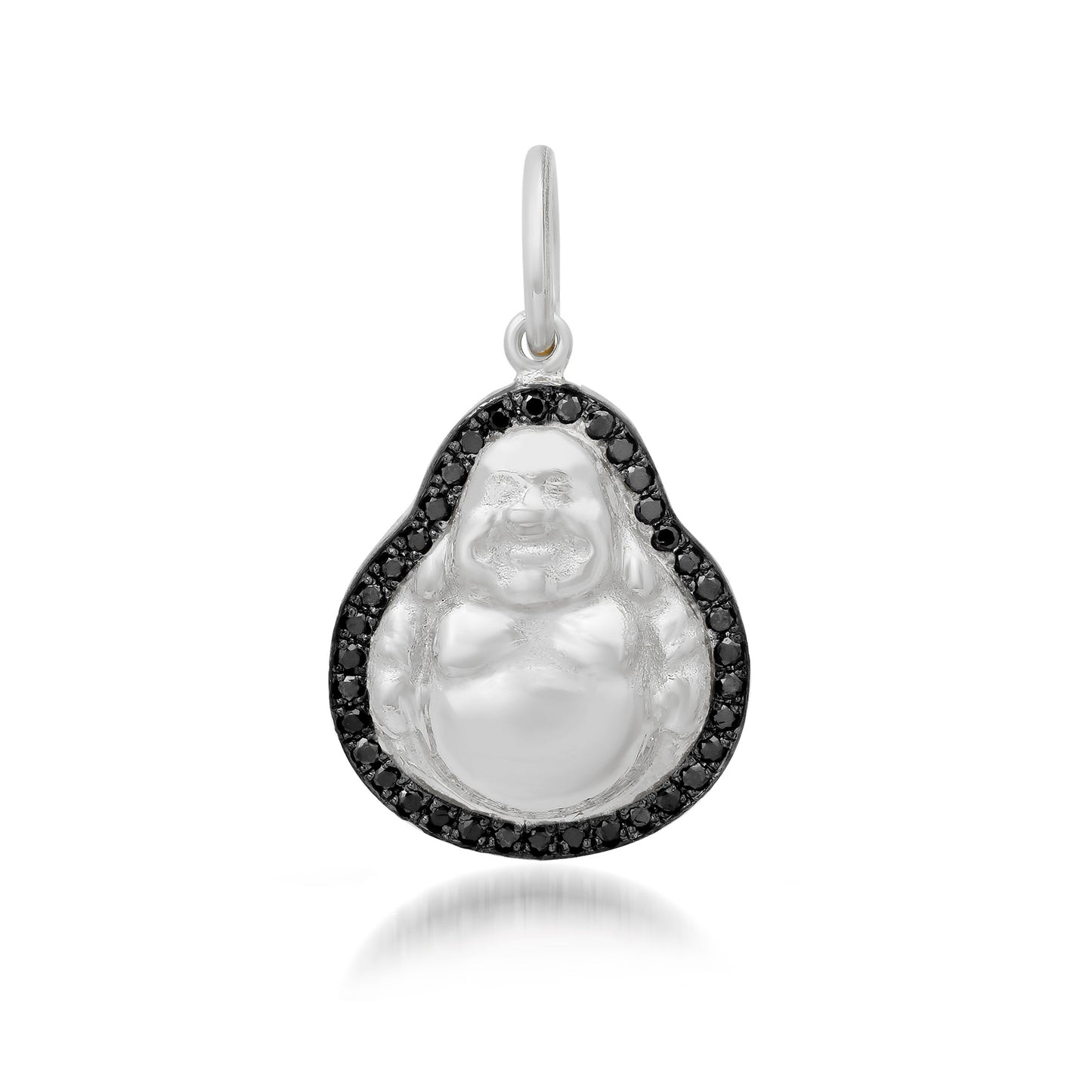 14K Gold Black Diamond Halo Buddha Charm Pendant