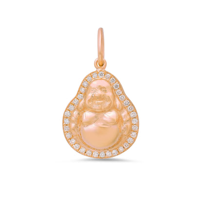 14K Gold Diamond Halo Buddha Charm Pendant