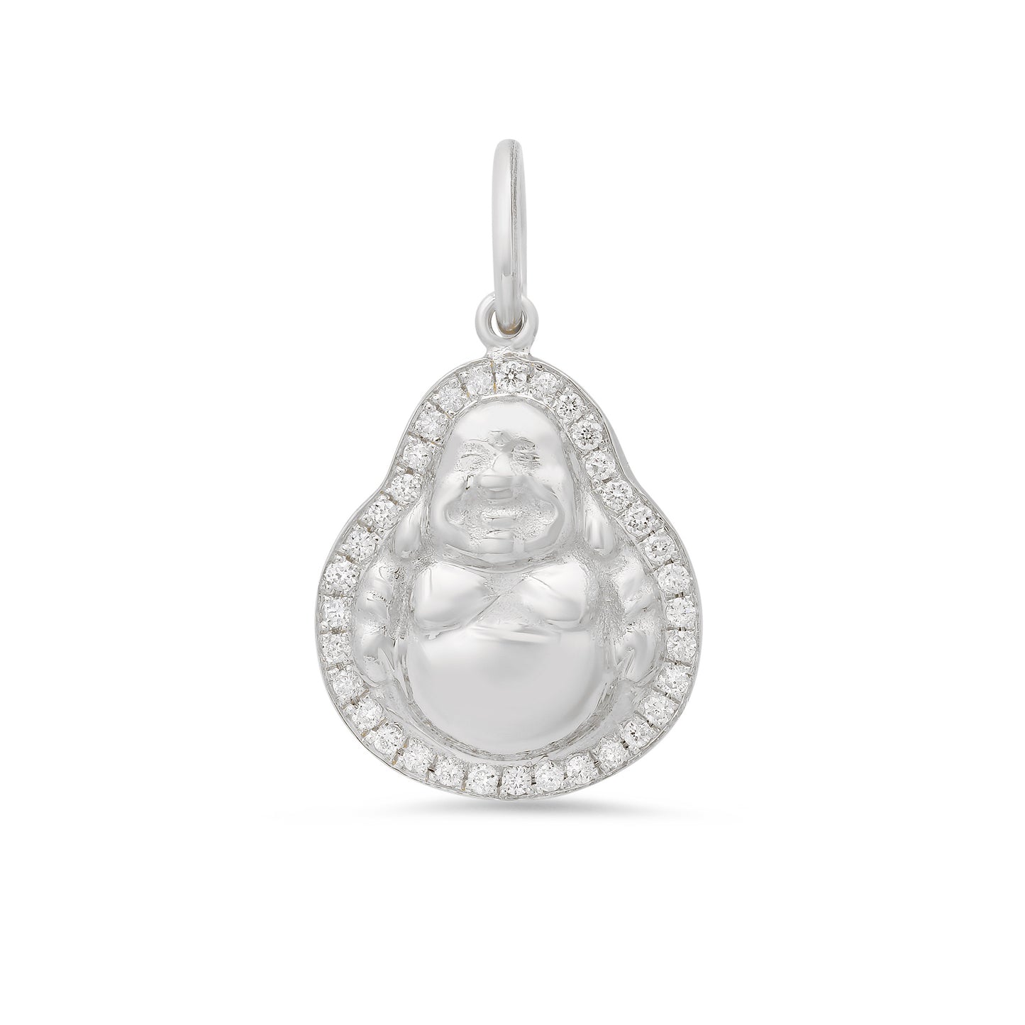 14K Gold Diamond Halo Buddha Charm Pendant