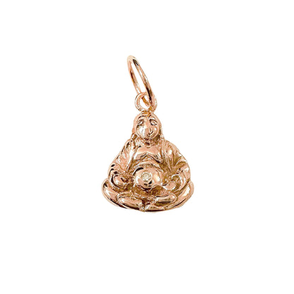 14K Gold Diamond Belly Buddha Charm Pendant