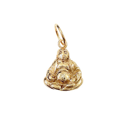 14K Gold Diamond Belly Buddha Charm Pendant