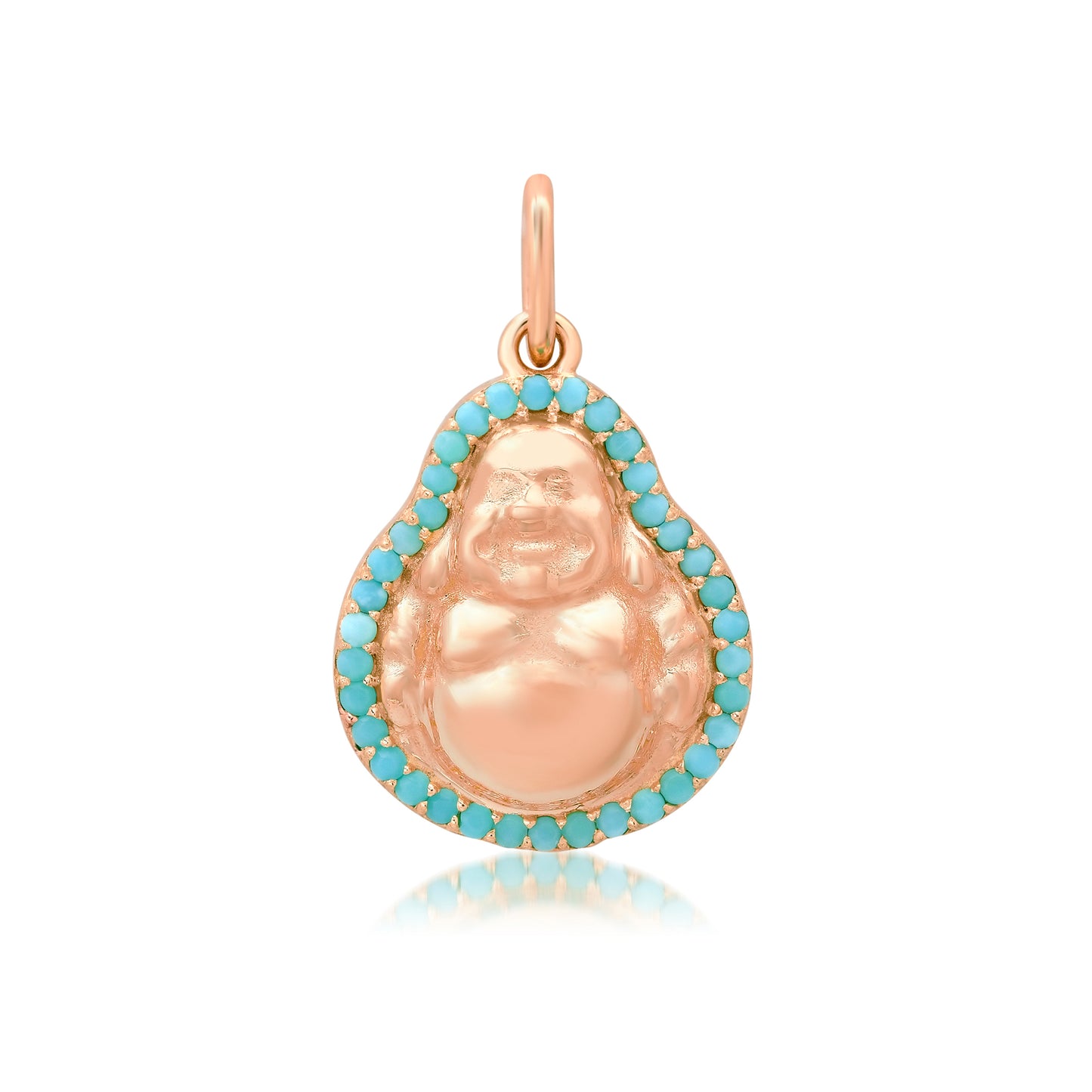 14K Gold Turquoise Halo Buddha Charm Pendant