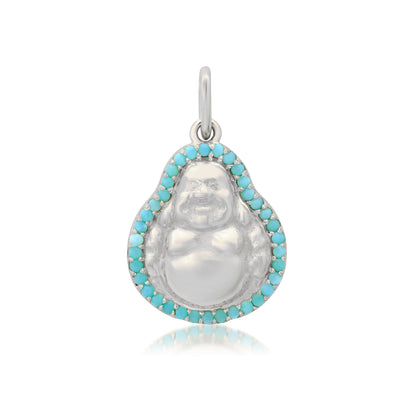 14K Gold Turquoise Halo Buddha Charm Pendant