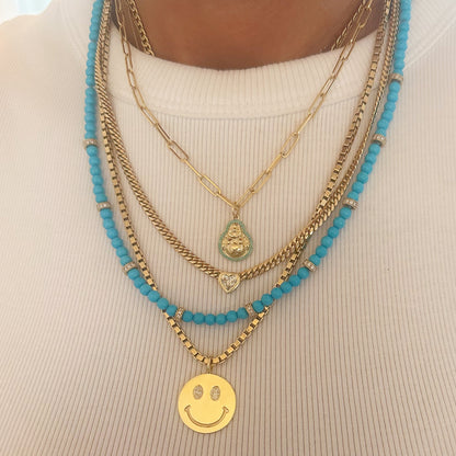 14K Gold Turquoise Halo Buddha Charm Pendant