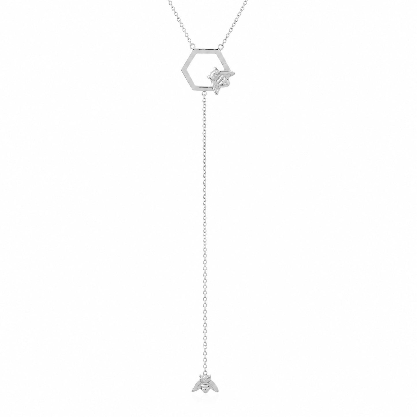 14K Gold Busy Bumblebee Lariat Drop Necklace