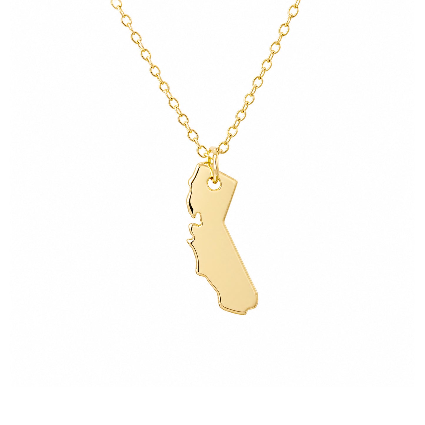 14K Gold California State Necklace