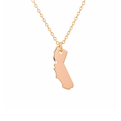 14K Gold California State Necklace