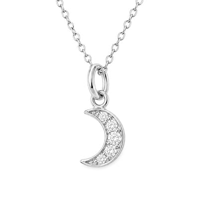 14K Gold Diamond Crescent Moon Necklace