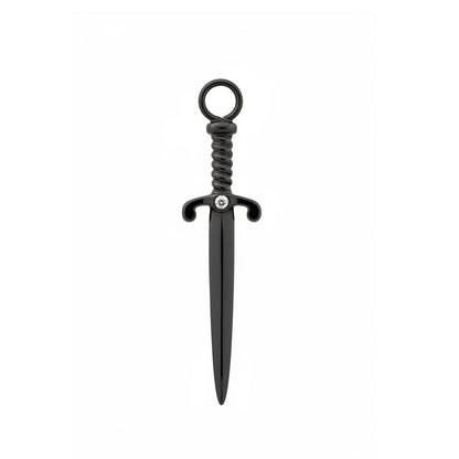 14K Gold Diamond Dagger Sword Hoop Earring Charm
