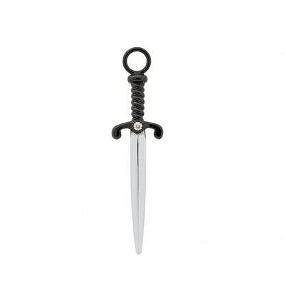 14K Gold Diamond Dagger Sword Hoop Earring Charm