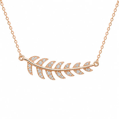 14K Gold Pavé Diamond Leaf Necklace