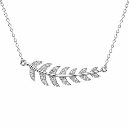 14K Gold Pavé Diamond Leaf Necklace