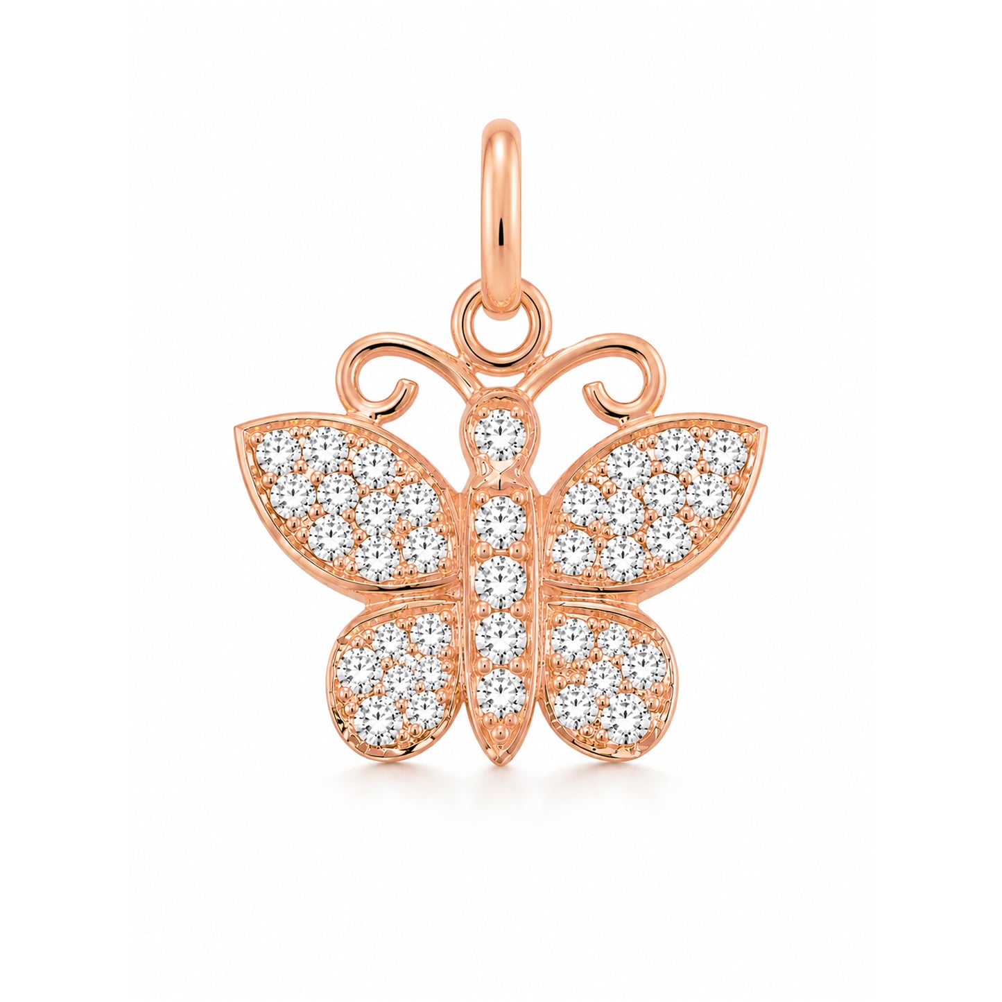 14K Gold Pavé Diamond Butterfly Charm Pendant