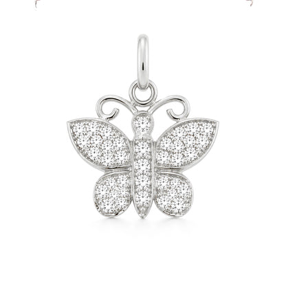 14K Gold Pavé Diamond Butterfly Charm Pendant