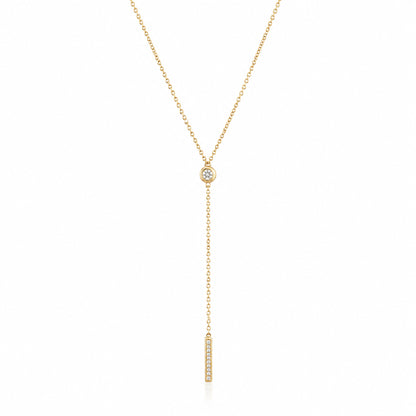 14K Gold Pavé Diamond Lariat Drop Necklace