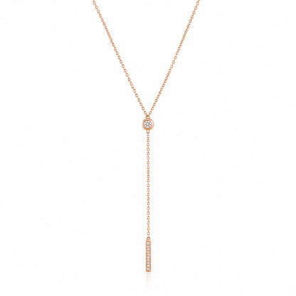14K Gold Pavé Diamond Lariat Drop Necklace