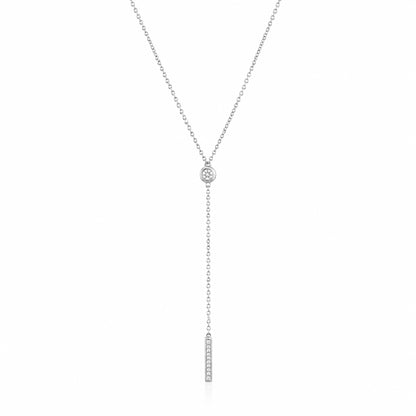 14K Gold Pavé Diamond Lariat Drop Necklace
