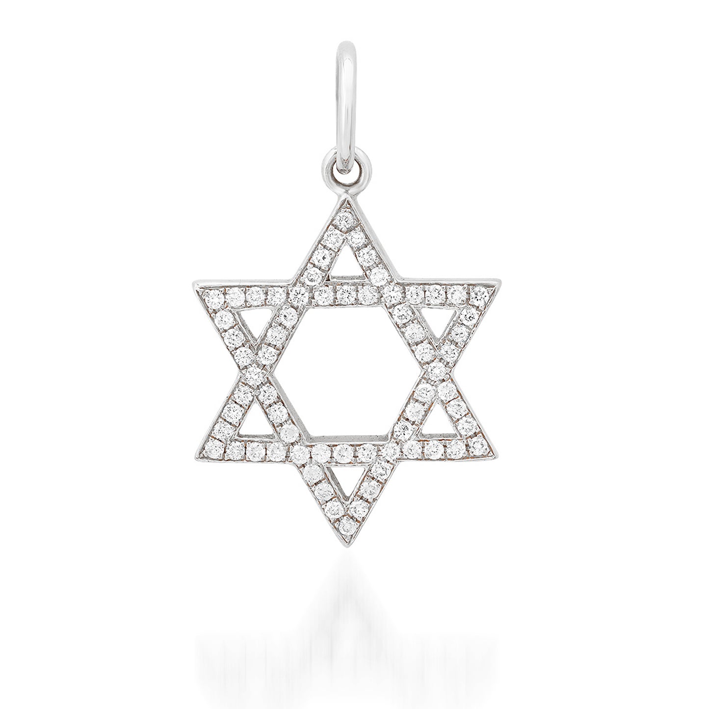 14K Gold Diamond Star of David Charm Pendant, Medium Size