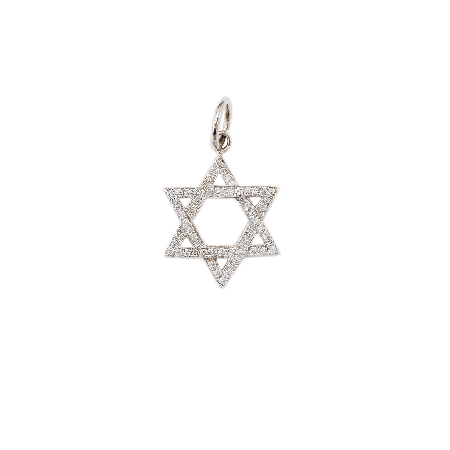 14K Gold Diamond Star of David Charm Pendant, Small Size