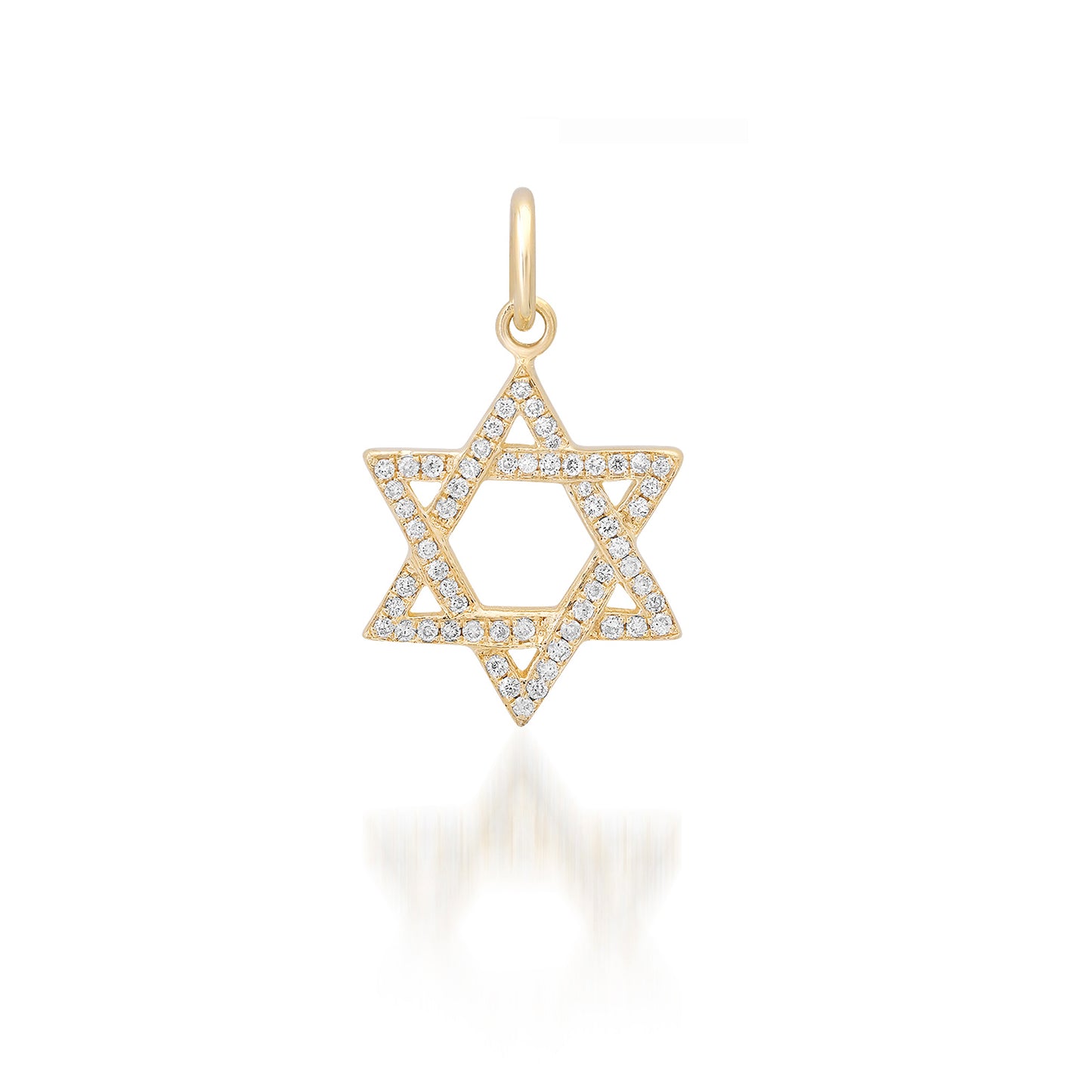 14K Gold Diamond Star of David Charm Pendant, Small Size