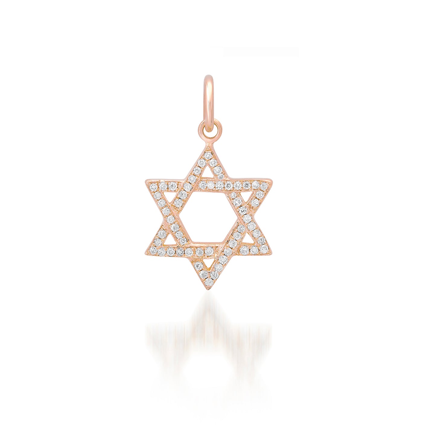 14K Gold Diamond Star of David Charm Pendant, Small Size