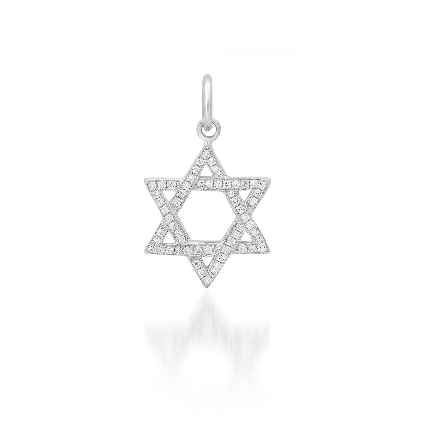 14K Gold Diamond Star of David Charm Pendant, Small Size
