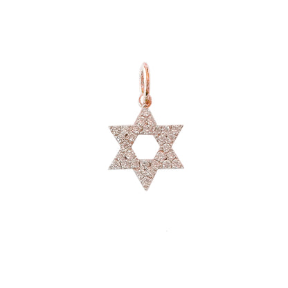 14K Gold Diamond Star of David Charm Pendant, XS Size