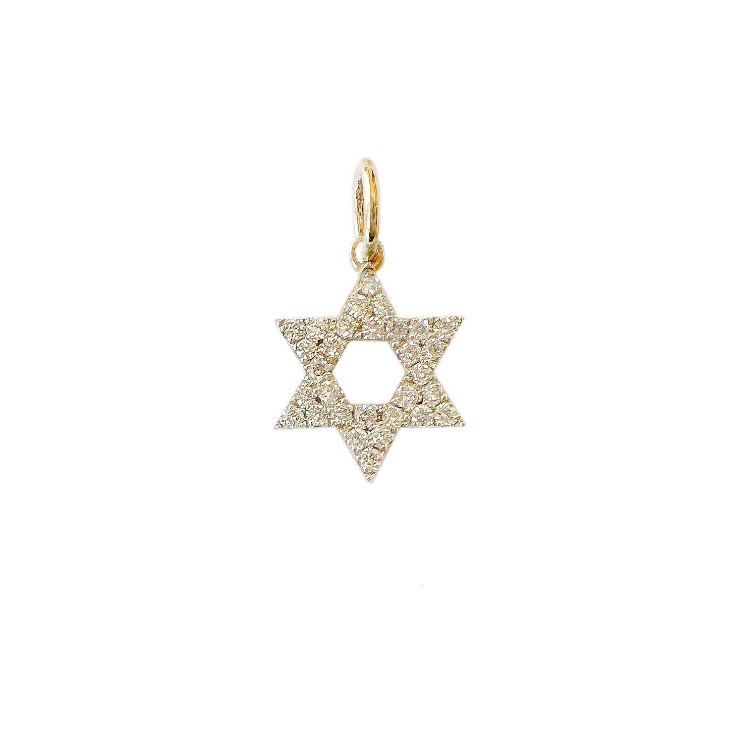 14K Gold Diamond Star of David Charm Pendant, XS Size