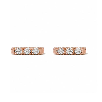 14K Gold XS Pavé Diamond Bar Stud Earrings
