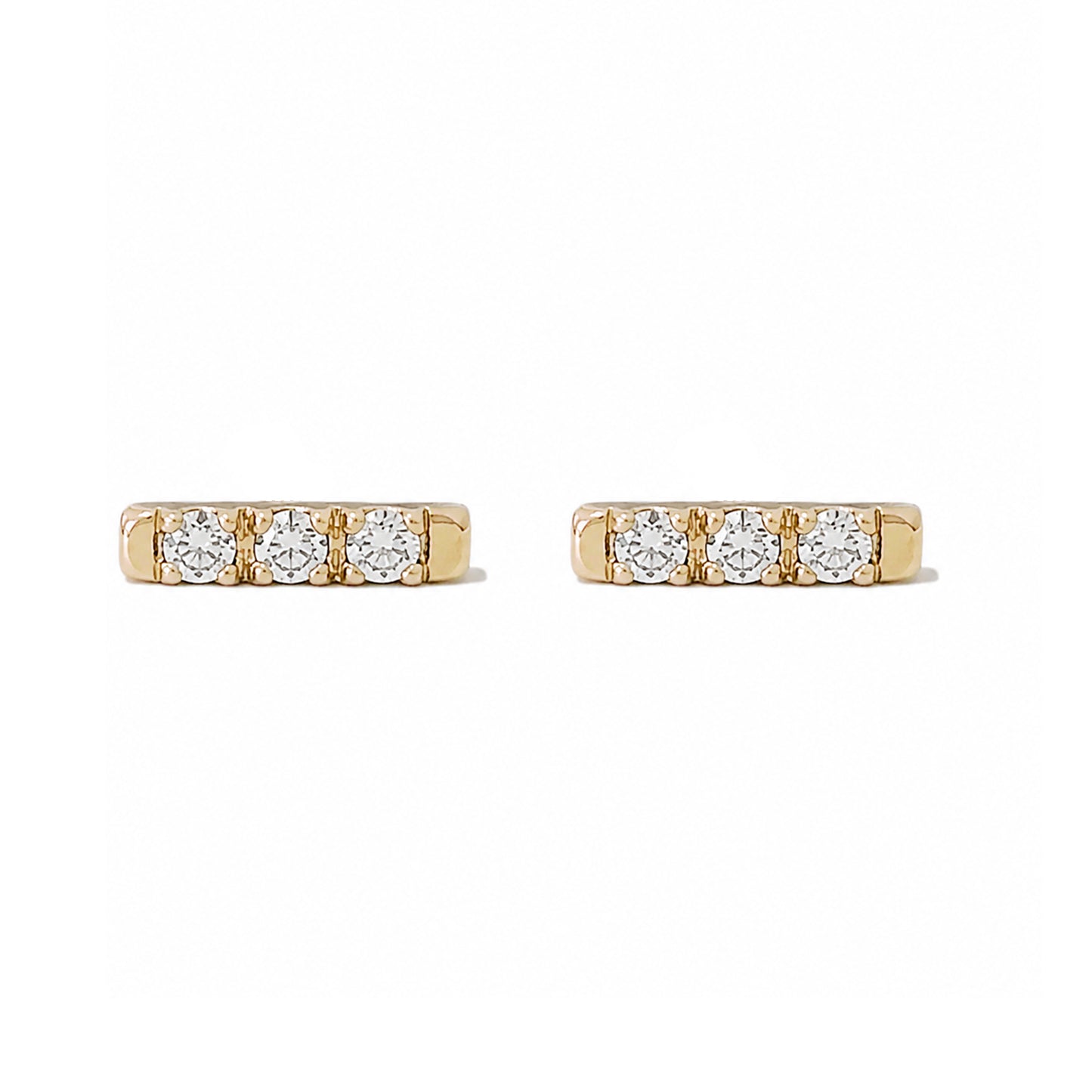 14K Gold XS Pavé Diamond Bar Stud Earrings